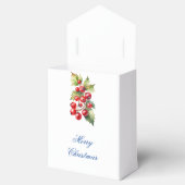 白い背景パインコーン&レッドベリーのギフト フェイバーボックス (オープン)