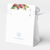 白い背景パインコーン&レッドベリーのギフト フェイバーボックス (裏面サイド)