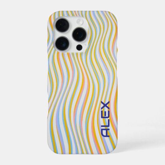 白い背景パステル波パターン iPhoneケース (裏面)
