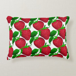 白い背景パターンのイチゴ アクセントクッション