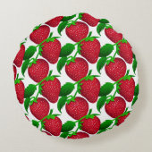 白い背景パターンのイチゴ ラウンドクッション (裏面)