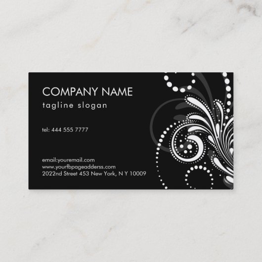 白い背景ビジネスの上に黒い灰色の渦巻きC 名刺 (裏面)