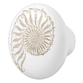 白い背景ビーチシェルドロワノブ セラミックノブ (右)