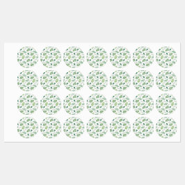 白い背景ファンシーに葉ある水色の キッズラベル