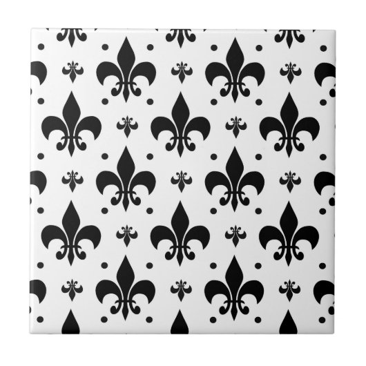 白い背景フルーアデリスパターンデザイン タイル (正面)