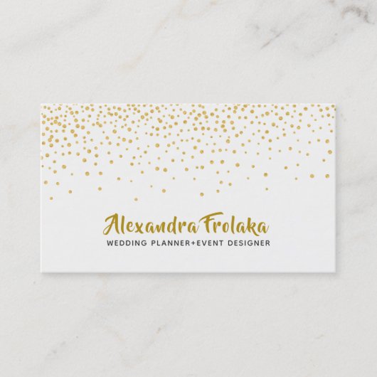 白い背景モダン上の金ゴールドトーンのドット 名刺 (正面)