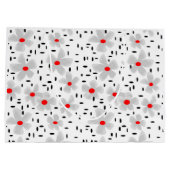 白い背景レトロに赤い花を持つ灰色 ラージペーパーバッグ (裏面)