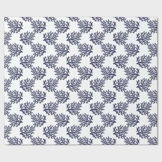 白い背景組織のページの海軍の青いサンゴ ラッピングペーパー (フラット)