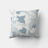 白い背景繊細な青い日本の花 クッション (裏面)