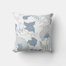 白い背景繊細な青い日本の花 クッション