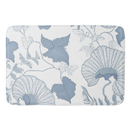 白い背景繊細な青い日本の花 バスマット