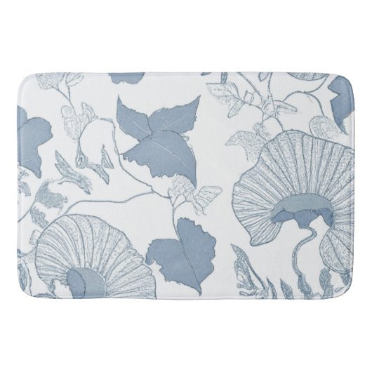 白い背景繊細な青い日本の花 バスマット (正面)