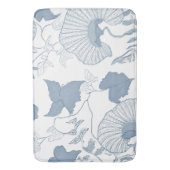 白い背景繊細な青い日本の花 バスマット (正面縦)