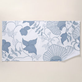 白い背景繊細な青い日本の花 ビーチタオル