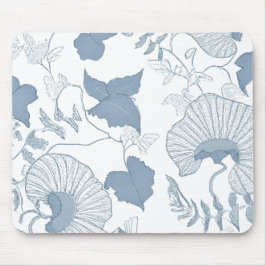 白い背景繊細な青い日本の花 マウスパッド