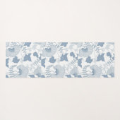 白い背景繊細な青い日本の花 ヨガマット (裏面(横))