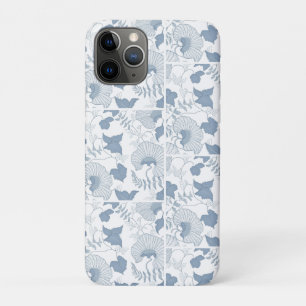 白い背景繊細な青い日本の花 iPhone 11 PROケース