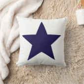 白い背景航海のにネイビーブルー星 クッション (ブランケット)
