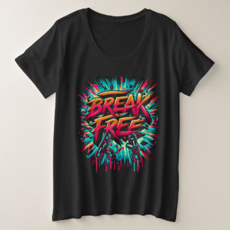 白い背景色彩の鮮やかで自由に分割 プラスサイズTシャツ