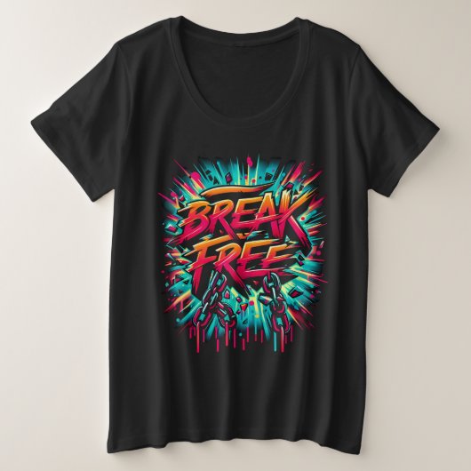 白い背景色彩の鮮やかで自由に分割 プラスサイズTシャツ (デザイン正面)