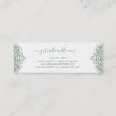 白い背景華美に緑のセージ枠2 スキニー名刺 (裏面)