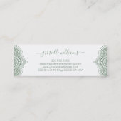 白い背景華美に緑のセージ枠 スキニー名刺 (裏面)