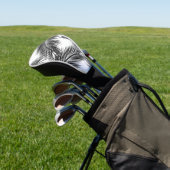 白い背景離れに黒いヤシの木 ゴルフヘッドカバー (インサイチュ)