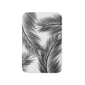 白い背景離れに黒いヤシの木 バスマット (正面縦)