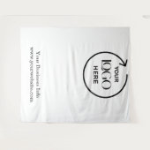 白い背景 – ビジネスカスタムロゴデザイン タペストリー (正面(横))