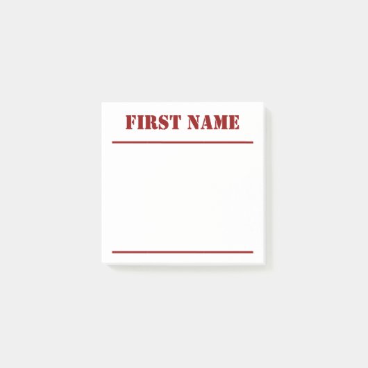 白い背景(濃い赤のはっきりした名前をカスタムする) ポストイット (正面)