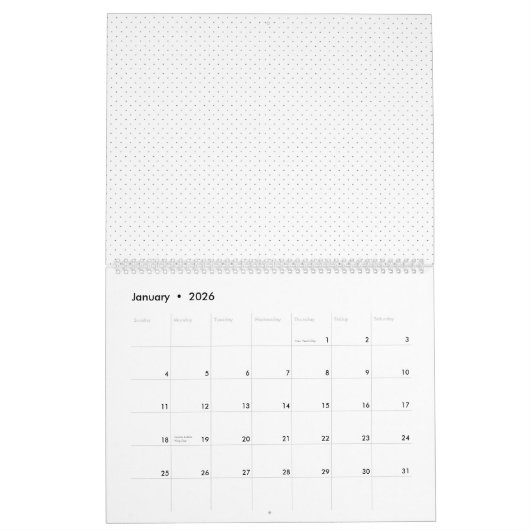 白い背景(繰り返しパターンが小さい) カレンダー (1月 2026)
