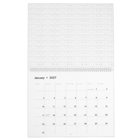 白い背景（繰り返しパターンが小さい） カレンダー (1月 2027)