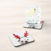 白い背景、赤い白いオスのブルドッグ コースター (右側)