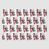 白い背景(赤と黒の愛のバレンタイン) 薄葉紙 (正面)