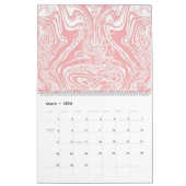 白い背筋のピンクと白の抽象デザイン カレンダー (3月 2026)