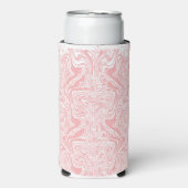 白い背筋のピンクと白の抽象デザイン スリム缶クーラー (Seltzer正面)