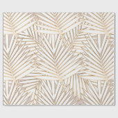 白い背葉中に継ぎ目のない金のヤシの模様 ラッピングペーパー (フラット)