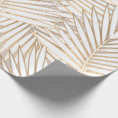白い背葉中に継ぎ目のない金のヤシの模様 ラッピングペーパー (角)
