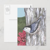 白い胸とピンクの花はがき ポストカード (正面/裏面)