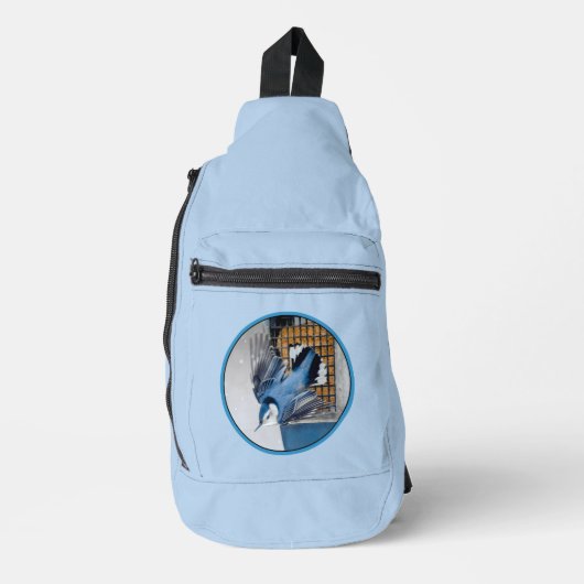 白い胸のヌサッチ飛んでいるオリジナル写真 スリングバッグ (正面)