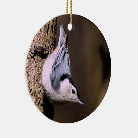 白い胸を持つヌサッチクリスマスの飾り セラミックオーナメント (右)