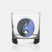 白い胸を持つヌサッチ絵画のオリジナルバードアート ウイスキーグラス (正面)