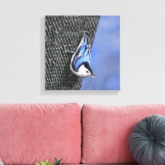 白い胸を持つヌサッチ絵画のオリジナルバードアート キャンバスプリント (インサイチュ (リビング))