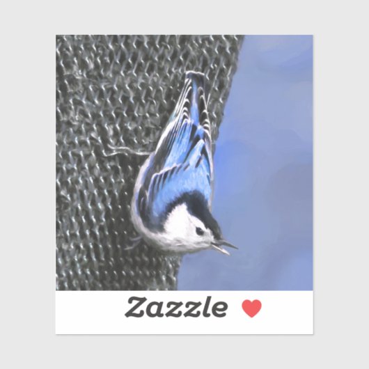 白い胸を持つヌサッチ絵画のオリジナルバードアート シール (シート)