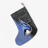 白い胸を持つヌサッチ絵画のオリジナルバードアート スモールクリスマスストッキング (裏面 (吊り時))
