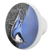 白い胸を持つヌサッチ絵画のオリジナルバードアート セラミックノブ (右)