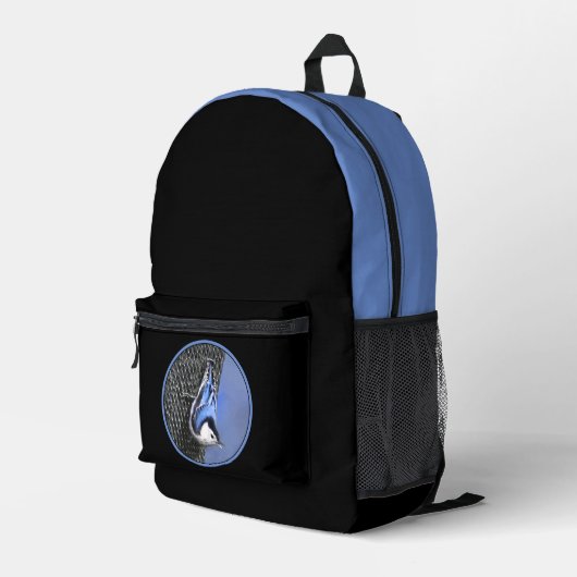 白い胸を持つヌサッチ絵画のオリジナルバードアート プリントバックパック