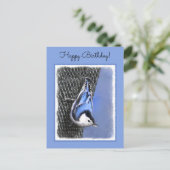 白い胸を持つヌサッチ絵画のオリジナルバードアート ポストカード (スタンド正面)