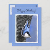 白い胸を持つヌサッチ絵画のオリジナルバードアート ポストカード (正面/裏面)