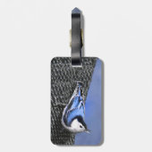 白い胸を持つヌサッチ絵画のオリジナルバードアート ラゲッジタグ (裏面縦)